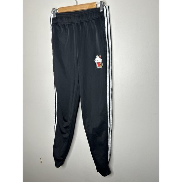 Adidas X Hello Kitty Kids Black White Striped Jogger Pants Size Large - Picture 2 of 10